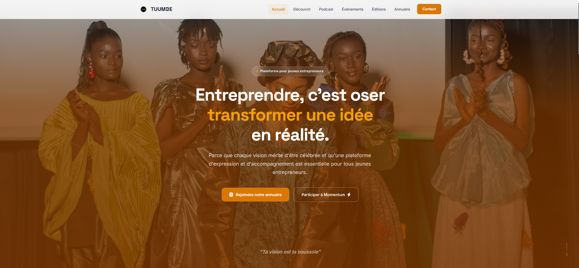 Capture d'écran du site TUUMDE