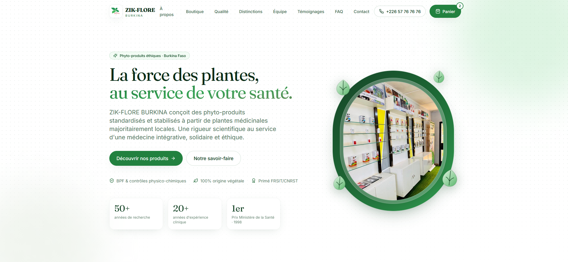 Capture d'écran du site Zik-Flore Burkina